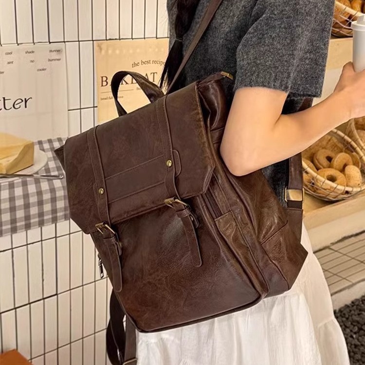 Interior Design School - 여성 캐주얼 배낭 PU 가죽 학교