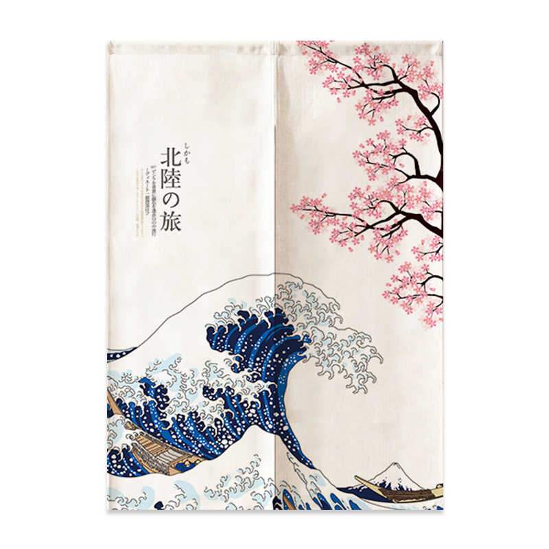 일본 린넨 문짝 커튼, 노렌 마운트 후지 파도 파티션, - Linen Roller Blind 리뷰 및 가격