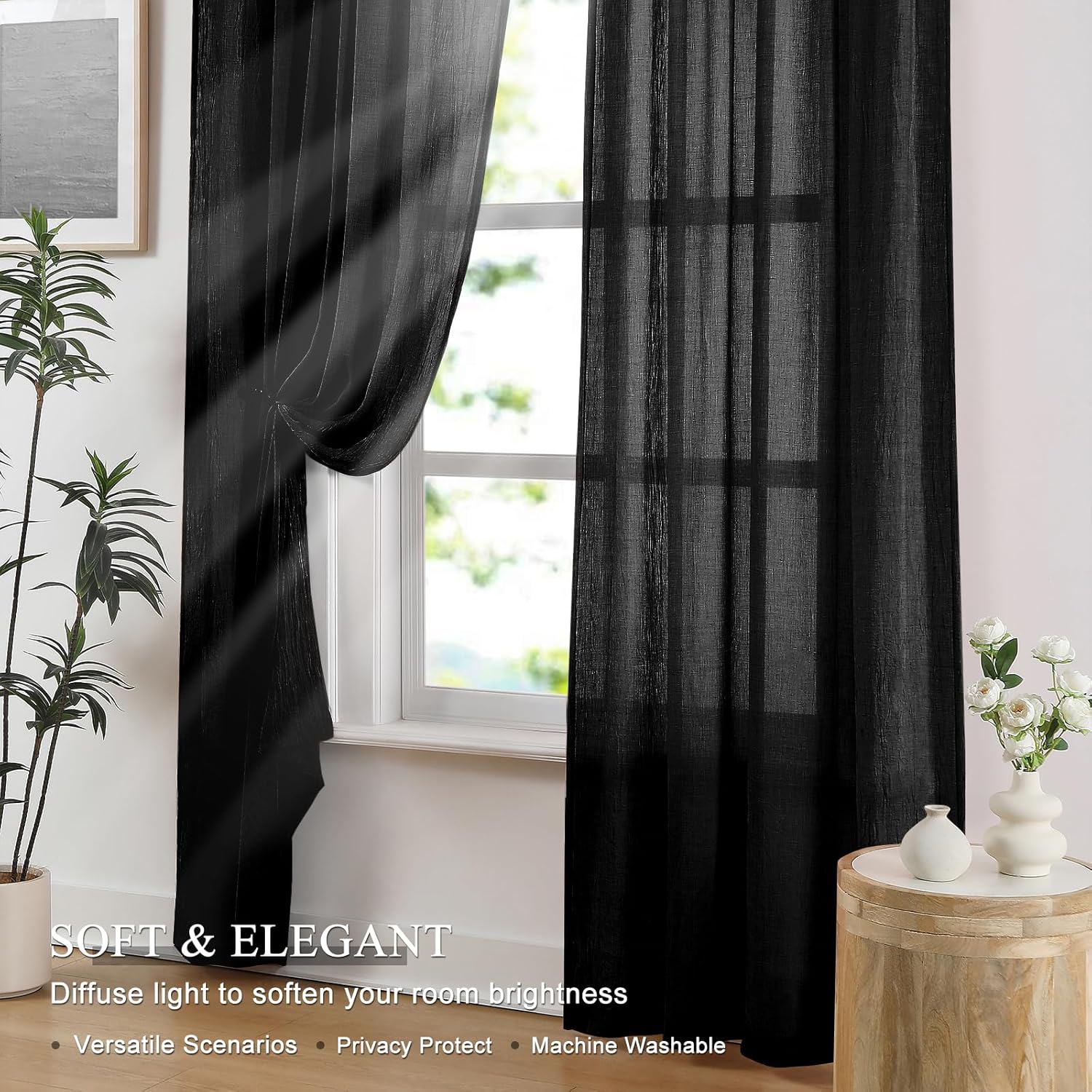 침실 거실용 블랙 시어 커튼, 내추럴 린넨 빛차단 시어 - Linen Roller Blind 리뷰 및 가격